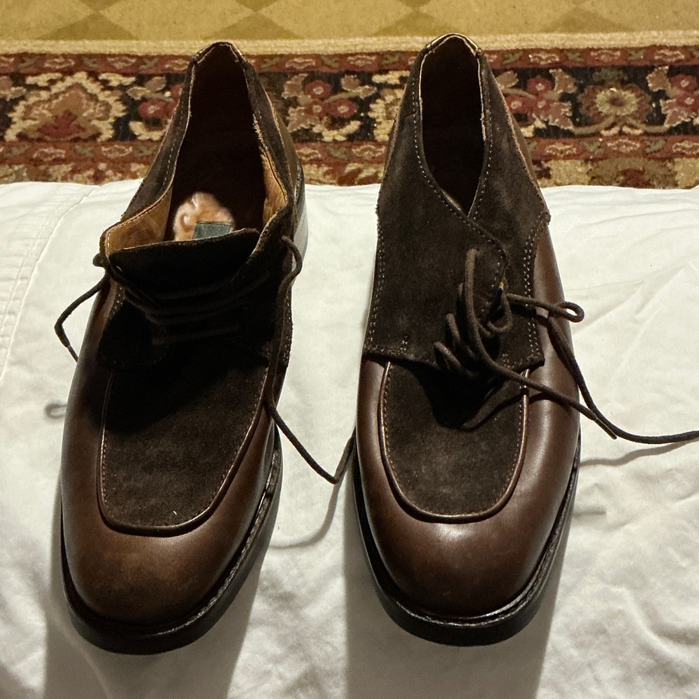 Bally Dark Brown Leather and Suede Oxfords